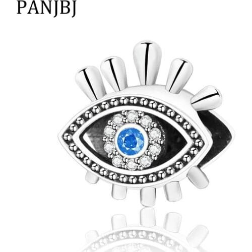 New Original 925 Sterling Silver Bead Blue Clear CZ Evil Devil Eye Charm Fit Pandora Bracelet Necklace DIY Women Jewelry