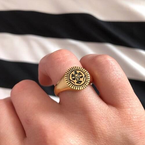 Vintage Rings For Women Stainless Steel Sun Face Punk Couple Rings Mens Ring Fashion Exaggeration Gothic Jewelry Accessoriess