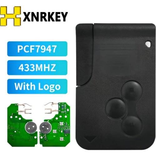 XNRKEY Excellent Quality 3 Button Remote Card with pcf7947 Chip 433MHZ For Renault Megane SCENIC (2pcs/lot)