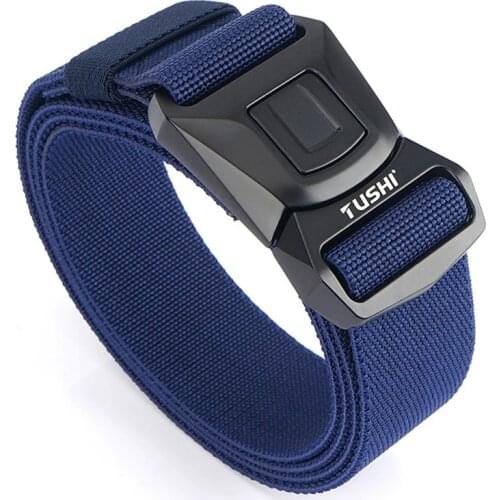 High Quality Elastic Mens Belts Zinc Alloy Pluggable Buckle Tactical Belts Durable Comfortable Nylon Adjustable Male Jeans Belt