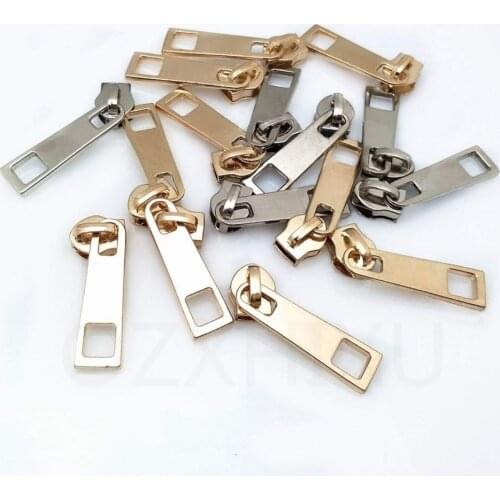 20 pc high quality 5# Metal Nylon gold and silver Zipper Slider Head Puller DIY Handwork Bag Luggage 5BB5576