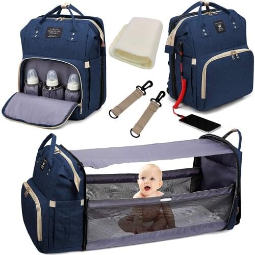 Baby Diaper Bag Bed Backpack For Mom Maternity Bag For Stroller Nappy Bag Large Capacity Nursing Bag for Baby Care Upgrade Hooks