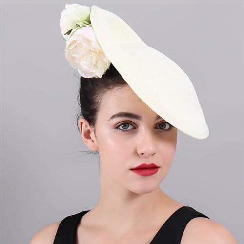 Beige Imitation Linen Wedding Hair Accessories Kentucky Derby Fascinator Headwear High Quality Nice Colorful Cocktail Hat SYF406