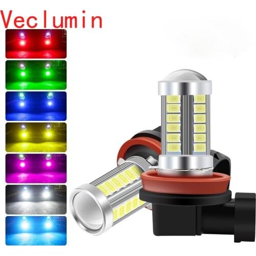 LED Fog Lights H11 H8 H4 H7 9005 9006 LED Bulbs 33SMD 5730 Car DRL Extremely Bright 6000K White/Amber/Red/Blue/Pink/Green-2pcs