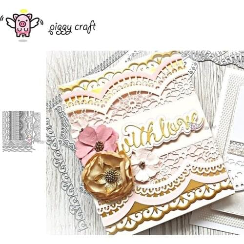 Piggy Craft metal cutting dies cut die mold Lace edge decoration Scrapbook paper craft knife mould blade punch stencils dies