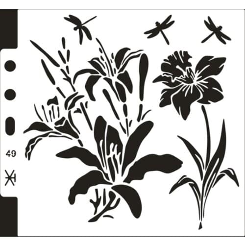 2pc Stencils Dragonfly Flower DIY Walls Layering Painting Template Scrapbooking Embossing Album Decor Reusable