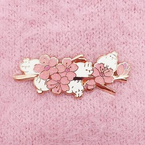 Branch Cherry Sakura Bunny Brooch Pins Enamel Metal Badges Lapel Pin Brooches Jackets Jeans Fashion Jewelry Accessories