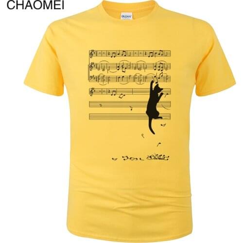 Funny Cat And Music Sheet T Shirt Men Women Fashion Print T-Shirt Homme Cats Music Spectrum Tees Cool Shirt Unisex Clothes C58