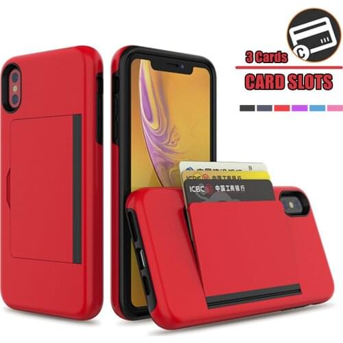 Flip Armor Card Slots Cover Coque For iPhone XR 12 Mini 11 Pro XS Max Funda Candy Color Business Case For iPhone X SE 2020 Capa