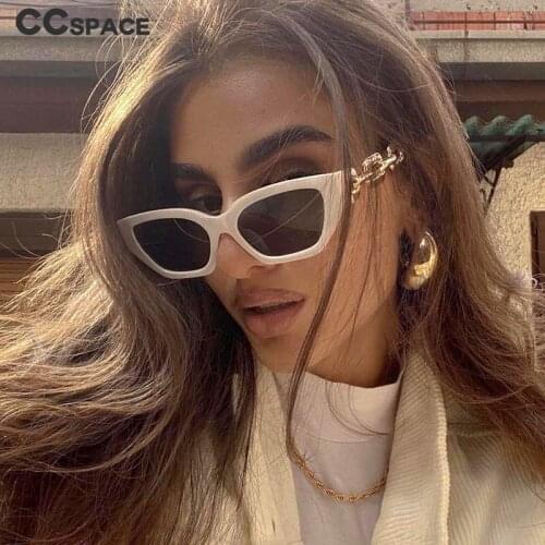 53235 Cat Eye Heavy Metal Chain Ladies Decorative Sunglasses Fashion Vintage Lazy Womens Shades UV400