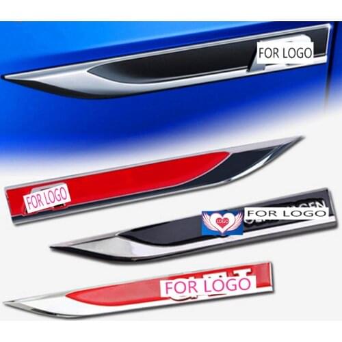 2PCS/Lot Car Emblem Badge Decal Blade Shape Sticker Fender Side Metal For Polo Golf 4 5 6 7 T5 Touran Passat B5 B6
