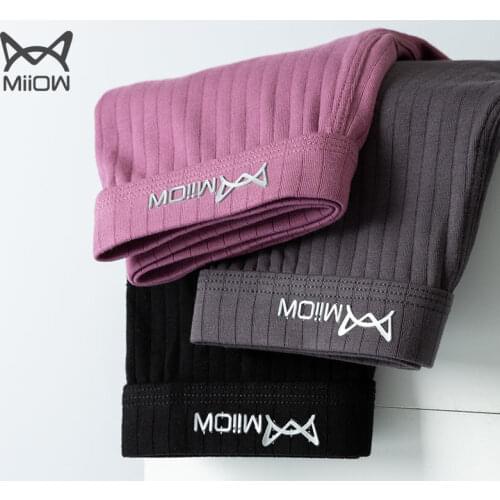 MiiOW Genuine Mens Underwear Pure Cotton Boxer Shorts Solid Color Breathable Antibacterial Boxer Shorts 3 PCS Trendy Students