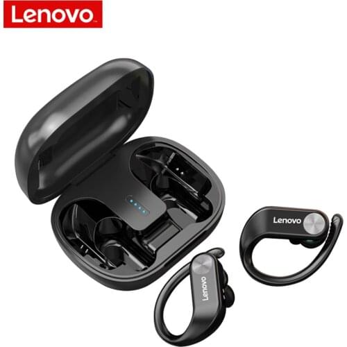 Lenovo LP7 True Wireless Earbuds Bluetooth 5.0 Wireless Ear-hook Headphones with 13mm Speaker Unit LED Power Display Black/White