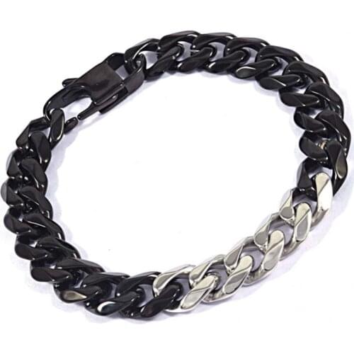 Bracelet mens black stainless steel chain on hand for gold color mens bracelets link man bracelet accessories fashion bracelets
