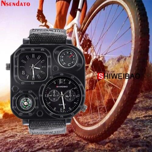 SHIWEIBAO Men Watches Luxury Brand Fashion Man Big Dial Sport Watch Male Dual Time Zone Quartz Wristwatch Clock Military Relogio