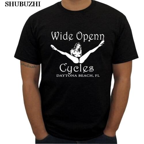Cotton men t-shirt short sleeve tops Wide open cycles daytona beach fl skull M Mens Premium T-Shirt summer tees male funny