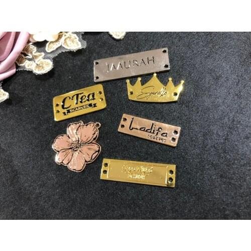 Personalize Clothes/Bag/Shoes/Jeans Accessories Customized Metal Label Zinc Alloy Tag Engraved Patch