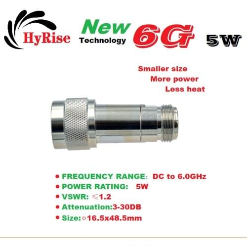 5W N coaxial attenuator 6GHz 1db,2db,3db.5db,6db.10db.15db.20db.30db,40db 50ohms 6GHz fixed attenuator