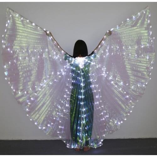 Glow Women Girls Fairy Butterfly LED Belly Dance Wing Costume Light up Isis Wing