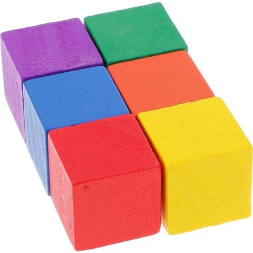 100 Pieces Multi-Colored Wooden Cubes Square Blocks Craft Decoration Embellishments Parts DIY Accessory, 2 x 2 x 2cm