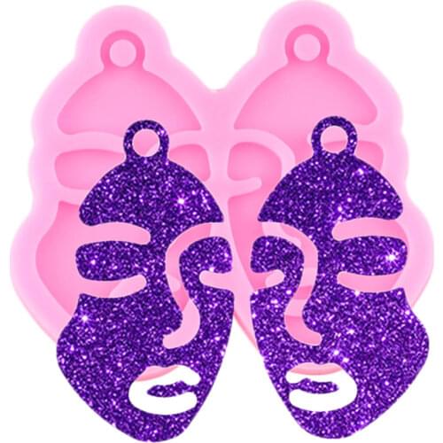 L/M/S Super Glossy Girl Face Earrings Silicone Mold Epoxy Resin Craft Keychain Molds Polymer Clay Jewelry Making Necklace Mould