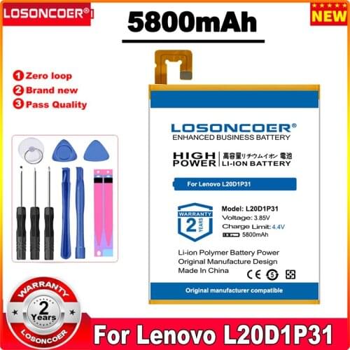 LOSONCOER 5800mAh L20D1P31 Tablet Battery For LENOVO Battery