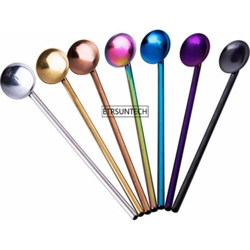 100Pcs/lot 304 Stainless Steel Pipette Spoon Creative Beverage Milk Coffee Straw Spoon Tableware milk tea spoon Straws