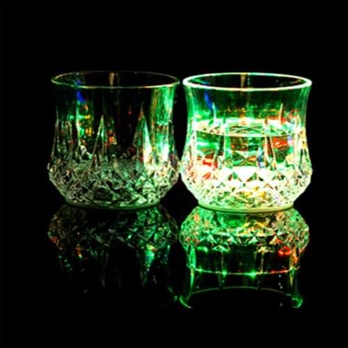 Fashion Inductive Colorful Cup Acrylic Bar Party LED Glass Drink Beverage Cups Wine Whiskey Water Night Cup Christmas Gift 6pcs