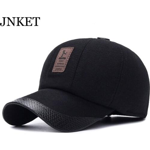 JNKET Men Winter Cap Baseball Cap Warm Earflap Baseball Hats Golf Hat Adjustable Snapbacks Hats Sports Cap Gorras Baseball Cap