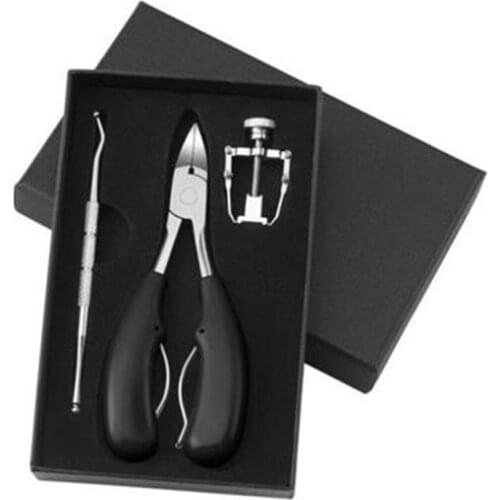 Black Stainless Steel Nail Nipper Set Cuticle Pusher Ingrown Toenail Remover Nail Care Cuticle Trimmer Nail Correction Tool