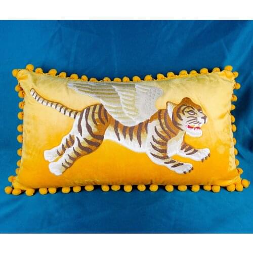 Embroidery Animal Pattern Cushion Cover Tiger Play Pillow Case Home Office Decoration Pillow Cover Pillowcase PC17