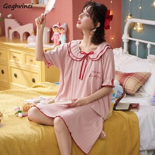 Nightgowns Women Various Colors Oversize Sweet Ruffles Cute Loose Thin Mid-calf Summer Ins Sleepdress Fashionable Kawaii Cartoon