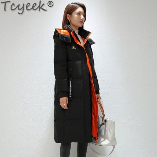 Tcyeek New Fashion Winter Jacket Women Warm Hooded Down Coats Famale Long Korean Parkas Casual Overcoat Jaqueta Feminina SQQ435
