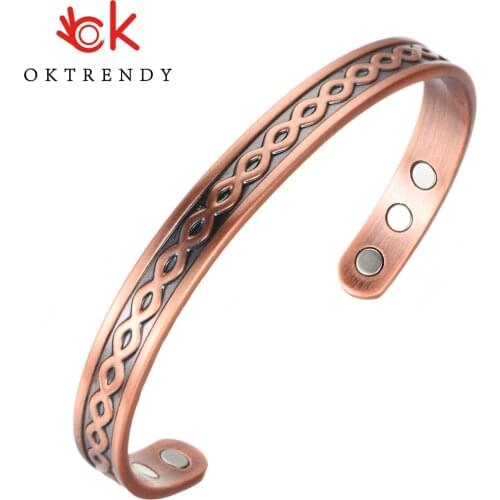 OKtrendy Healing Pure Copper Bracelet Magnetic Cuff Adjustable Bracelet Magnet Health Copper Bracelets Bangles for Arthritis