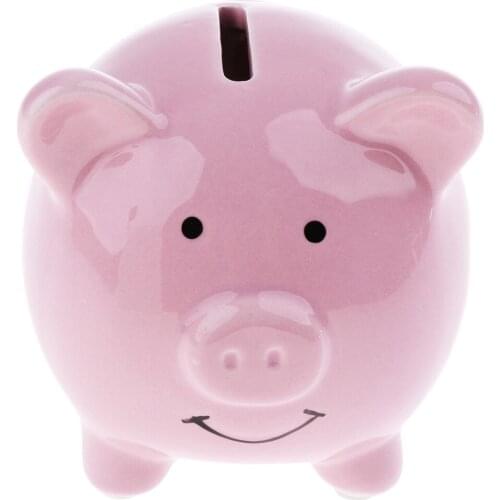 Cartoon Pig Shape Piggy Bank Ceramic Saving Coins Cash Money Box Baby Nursery Decor Gifts for Kids Toddlers Boys Girls