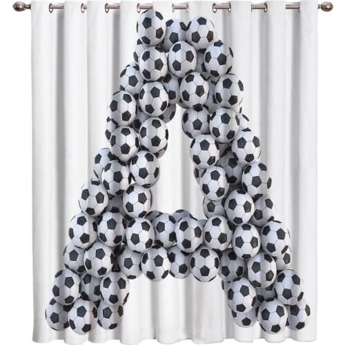 Letter A Shape Soccer Football Text Window Treatments Curtains Valance Room Curtains Large Window Bathroom Kitchen Bedroom Decor