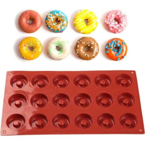 18 Cavity Silicone Donuts Pastry Mold DIY Dessert Chocolate Cake Donut Shape Non Stick 3D Baking Pan Moulds Kitchen Bakery Tools