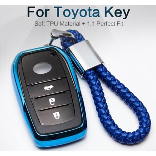 TPU Car Key Case Cover For Toyota Chr Rav4 Auris Avensis Camry Aygo Prius Vitz Fortuner Prado Crown 2018 Key Ring Accessories