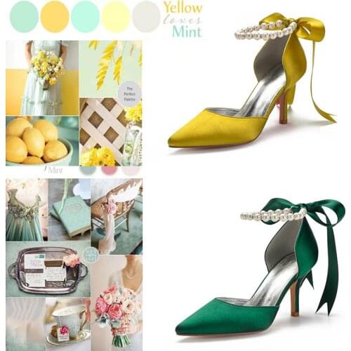 Lace Up Bride Wedding Shoes Satin Pointed Toe Women Shoes Ribbon Tie Banquet Pumps White Pearl Strap Extra Size 43