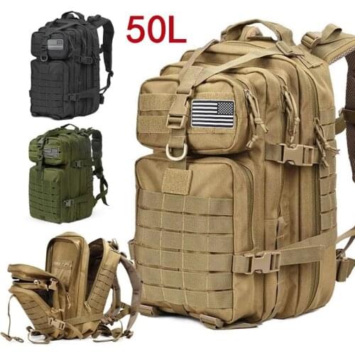 Large Capacity 50L Mochila Militar Tactical Backpacks 3P Softback Outdoor Fishing Camping Hunting Waterproof Rucksack Men Bags