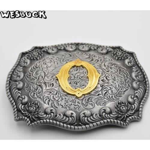 WesBuck Brand Metal 3D O Initial Letter Cowboy Fashion Belt Buckle With PU Belt