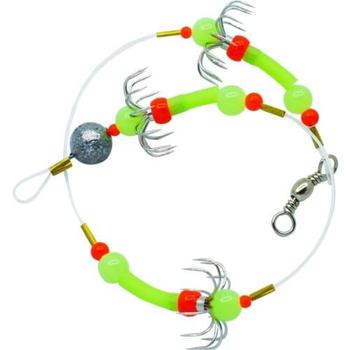 YJBYYX Luminous octopus skewer fishing hook stainless steel spreader rotating fishing tackle bait squid bait