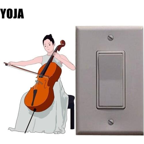 YOJA The Girl Playing The Cello Decor Wall Switch Sticker Living Room Bedroom Decals Personalized 8SS1439