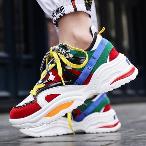 Thick Sole Women Running Shoe Breathable INS Ulzza Harajuku Platform Sneaker Light Increasing Men Vintage Dad Chunky Walk ABO 48