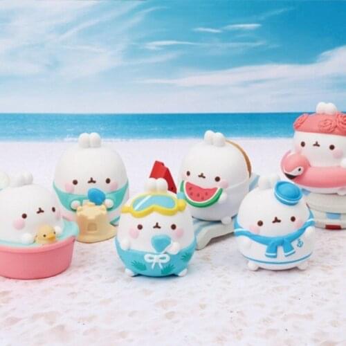 Blind Box Cute MOLANG Rabbit Summer Blind Box Guess Bag Caja Ciega Blind Bag Toy for Girls Anime Figures Model Birthday Gift