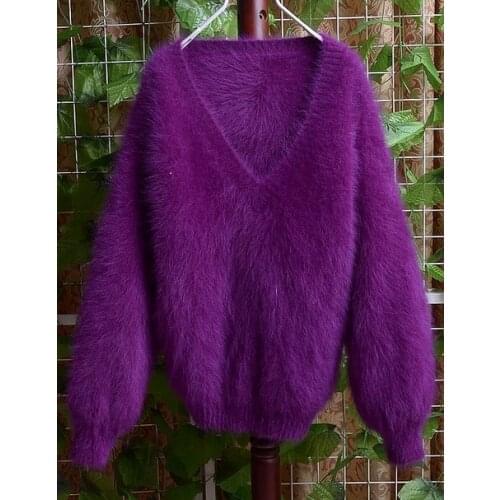 The new lady Plush Mink Collar Pullover Sweater V mink cashmere tailored free shipping J54