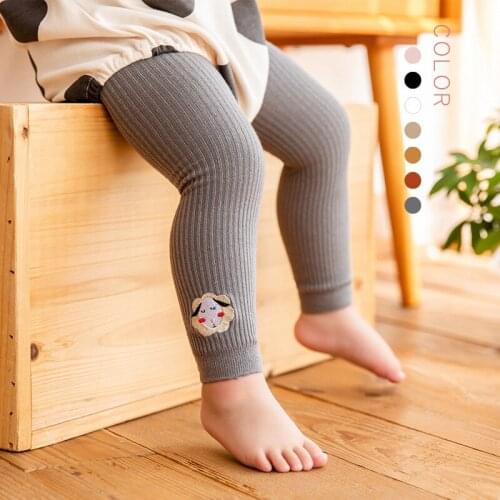 Winter Warm Baby Tights With Animal Embroidery Soft Knitted Elastic Kids Pantyhose For Baby Girl Boy Solid Color Children Leggin