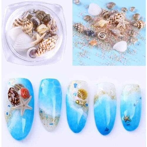 1 Box Ocean Style Shell Conch Starfish 3D Nail Art Decor DIY Manicure Craft Tool