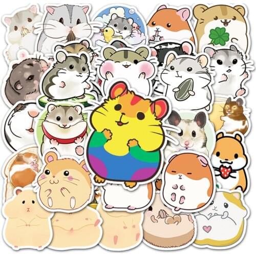 10/30/50PCS Cartoon Personality DIY Cute Little Hamster Graffiti Sticker Luggage Laptop Sticker Wholesale