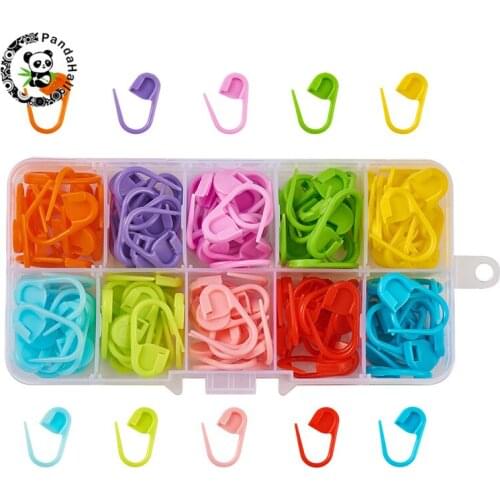 Pandahall 2 Boxes Plastic Knittings for Crochet Locking Stitch Markers Holder Sewing Knitting Tools Accessories Mixed Color